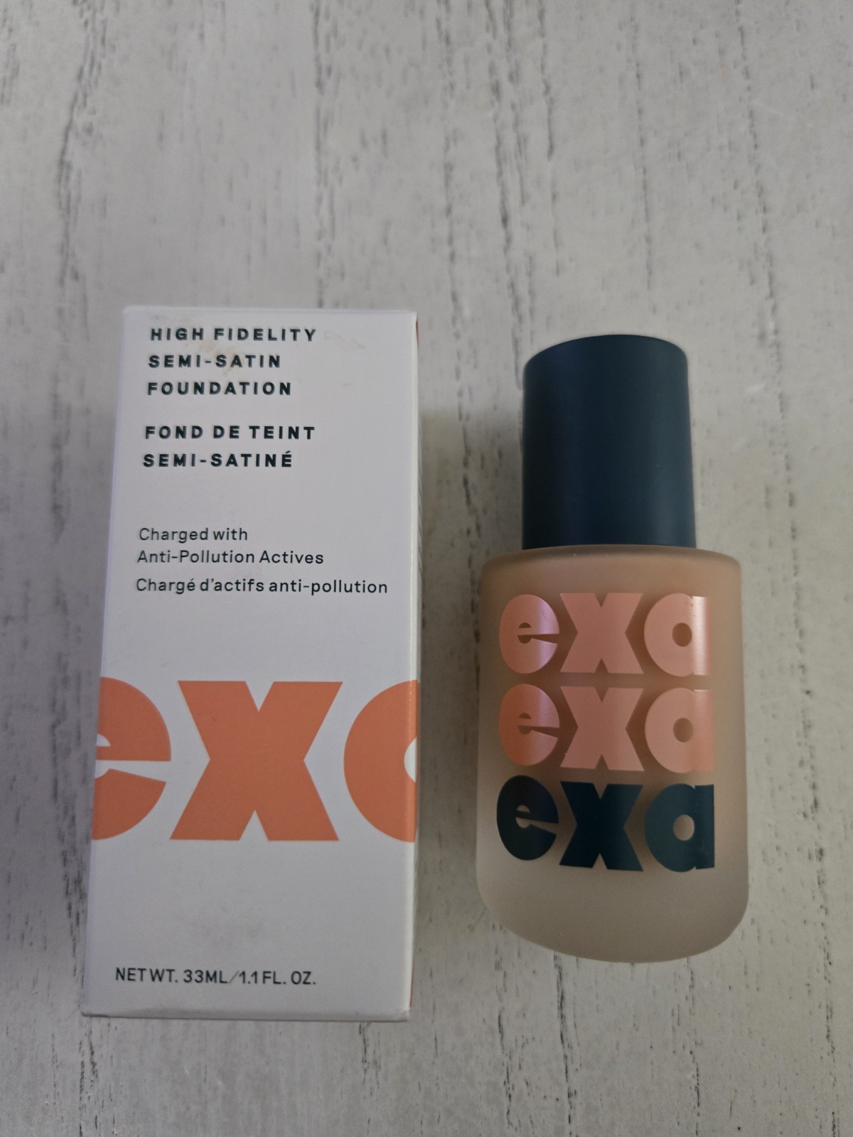 EXA High Fidelity Semi-Satin Foundation Emily #450 New In Box 1 fl Oz Incredible