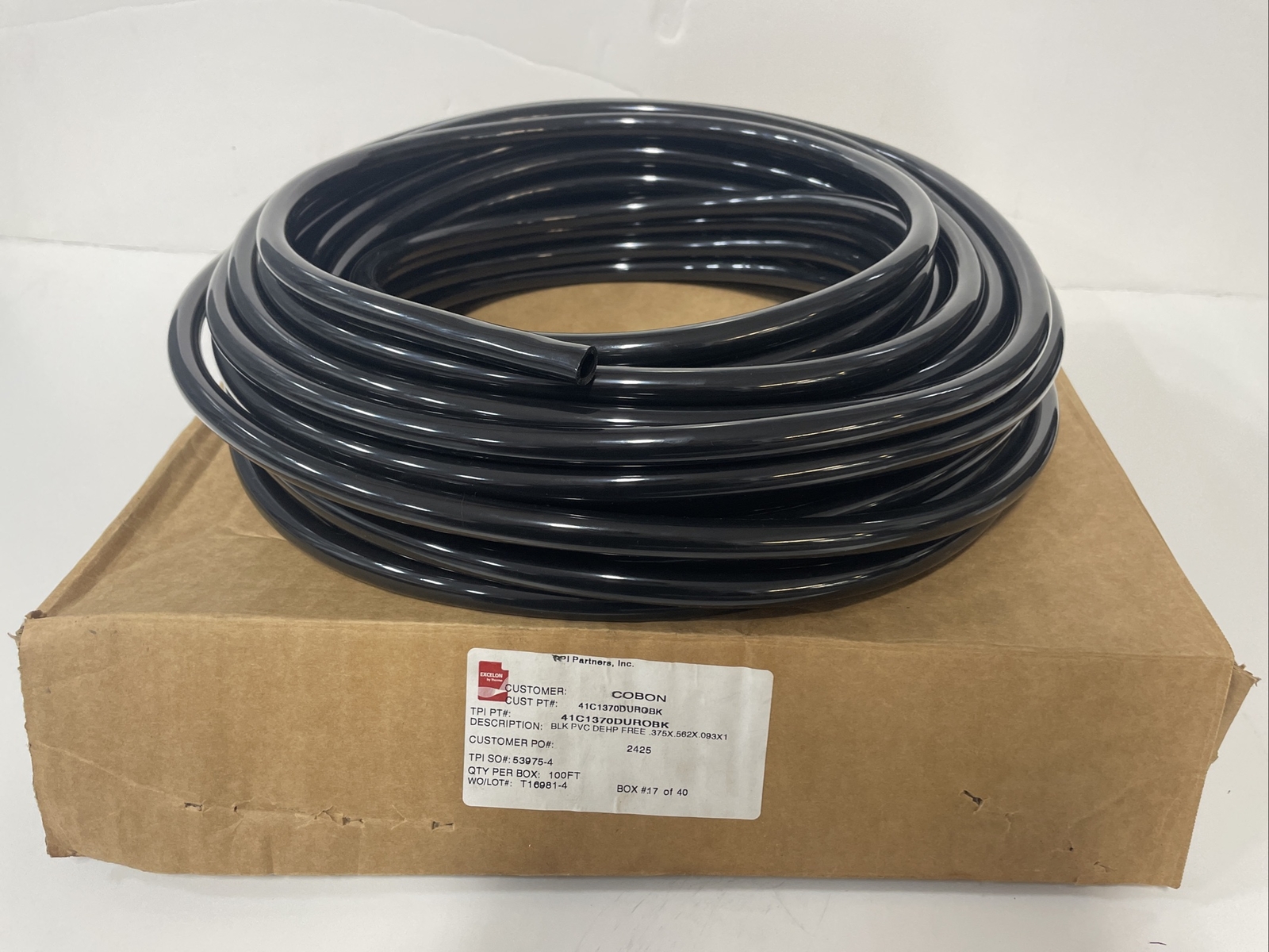3/8" ID x 9/16" OD x 100 ft - Black Flexible Dehp free PVC Tubing