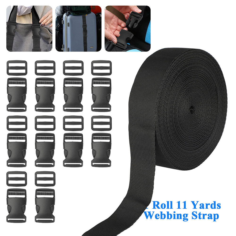 1'' 11 Yards Nylon Webbing Strap With 10PC Plastic Buckle + 10PC Side Release