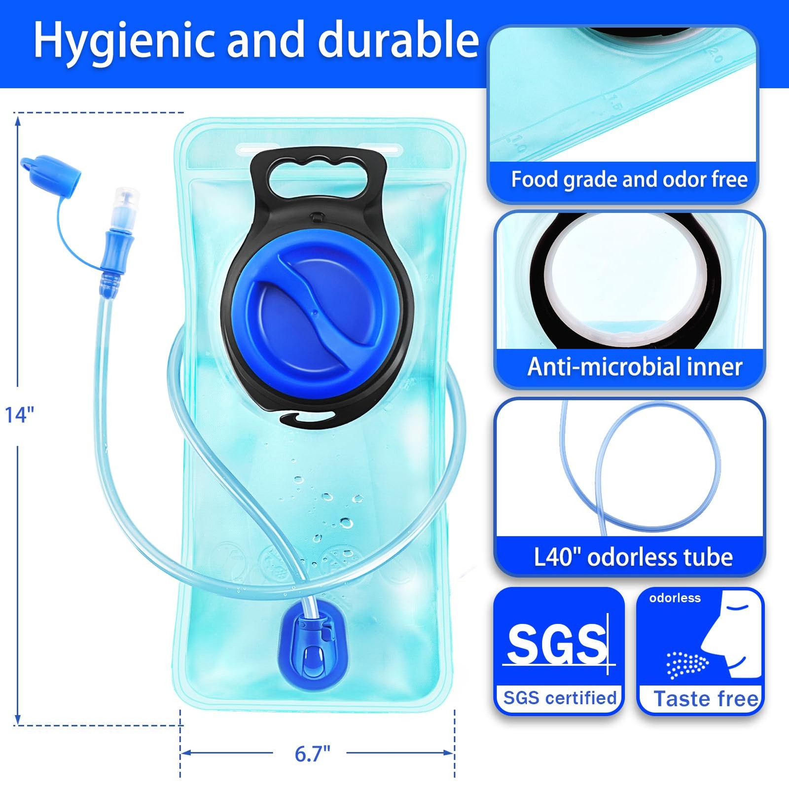 Hydration Bladder, 1.5L Water Bladder for Hiking Backpack Leak Proof Water Re...