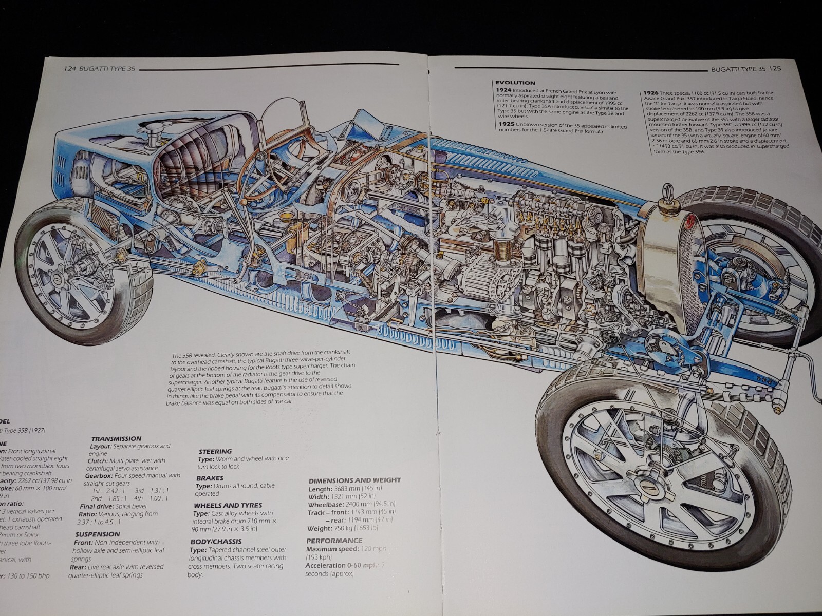 Bugatti Car Picture Article Collectible Out of Print Wall Art Display