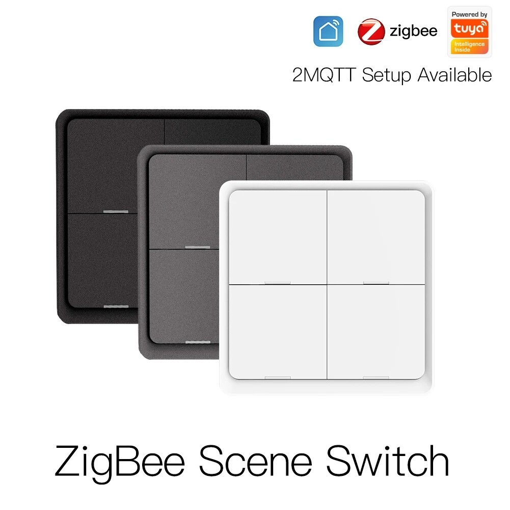Tuya ZigBee 4Gang Wireless 12Scene Switch Push Button Controller for Tuya Device