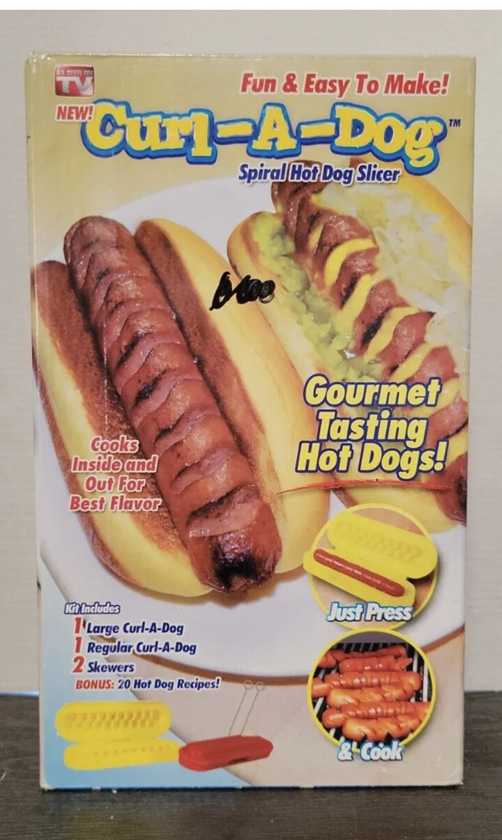 Curl-A-Dog Spiral Grilling Hot Dog Sausage Slicer Skewers and Recipes