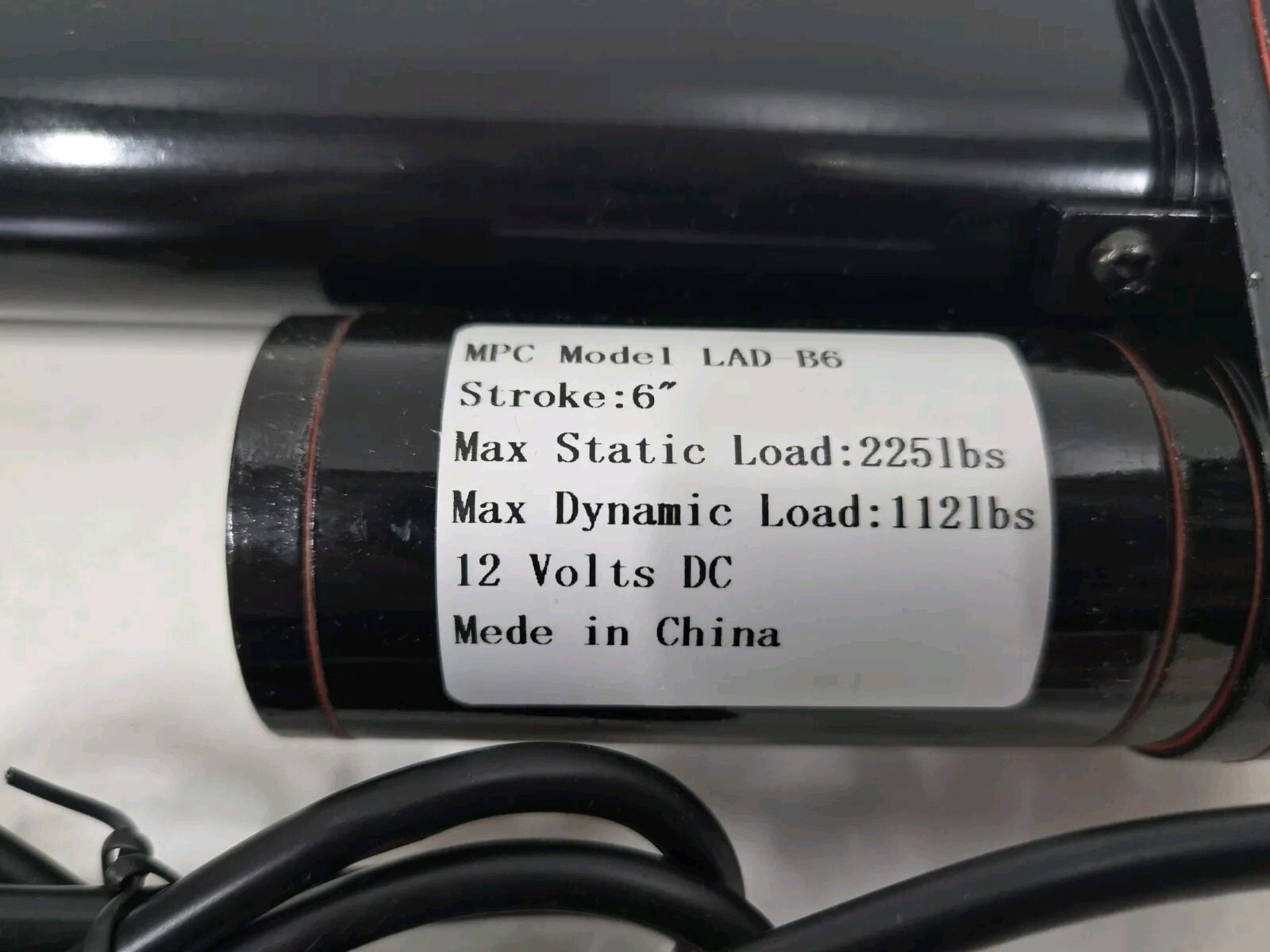 MPC LAD BK-XX Series Actuator 6" Stroke 12 Volts DC