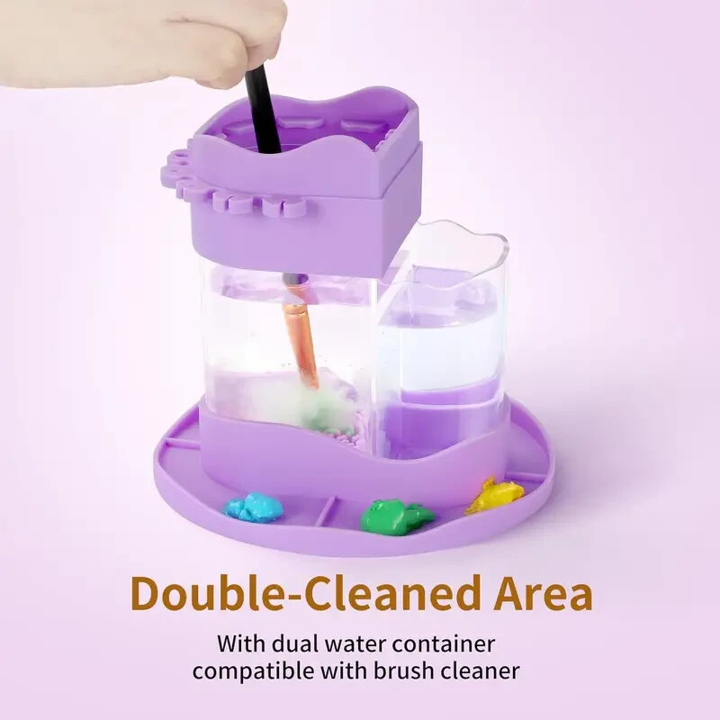 Painting Brush Cleaner Rinse Cup, Washable Silicone all-in-one brush cleaning