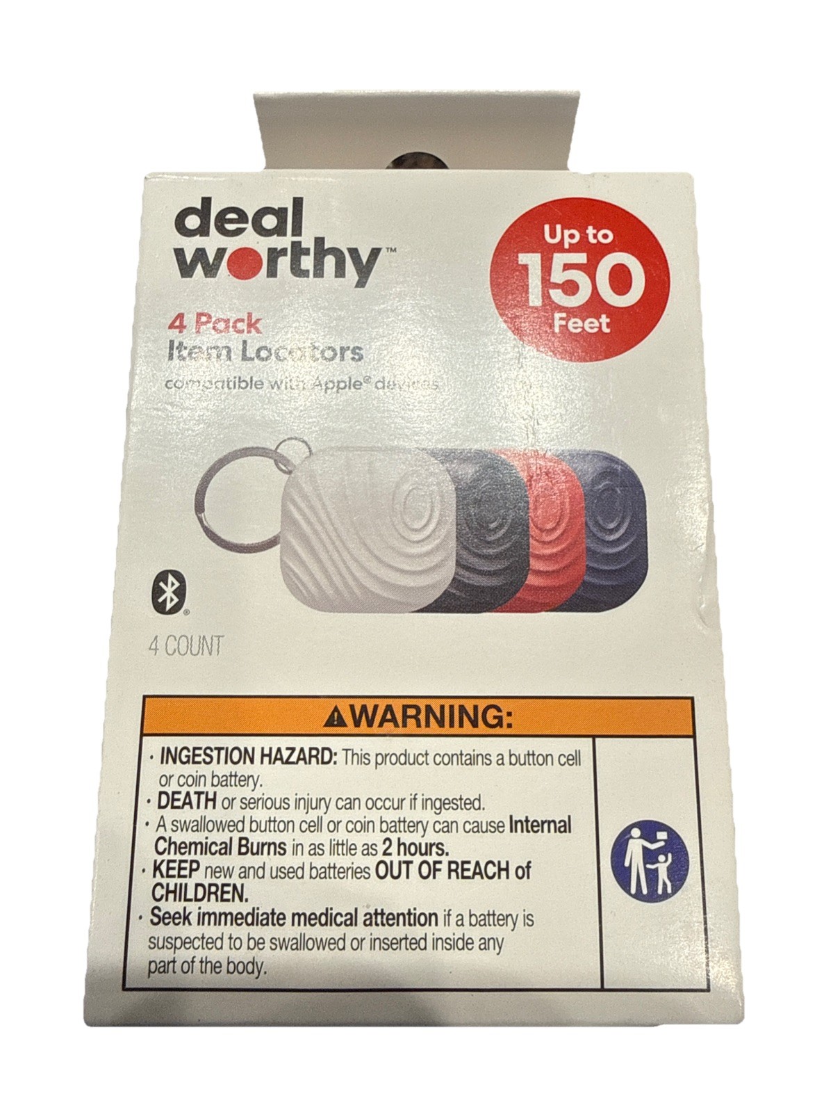 Dealworthy 4 Pack Item Locators Compatible with Apple Devices Up to 150 Feet
