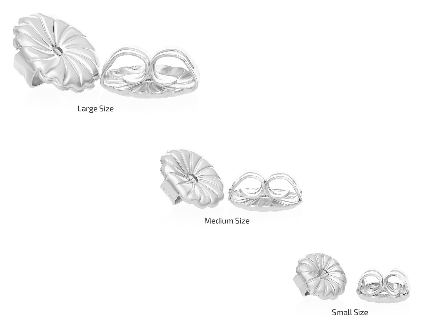 14k White Gold Earring Back Replacement Secure and Comfortable with Ear Locki...
