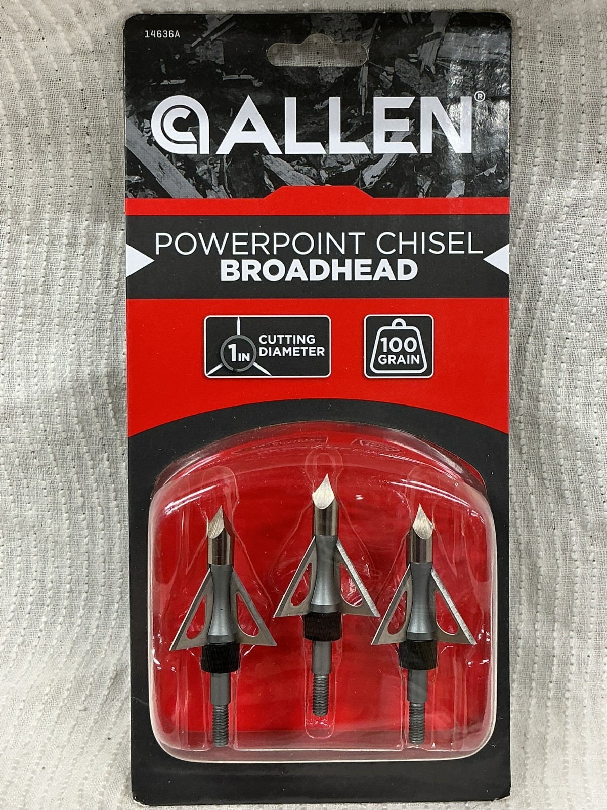 Allen PowerPoint Chisel Broadheads 3 Pack 14636A 1" Cutting Diameter 100 Grain