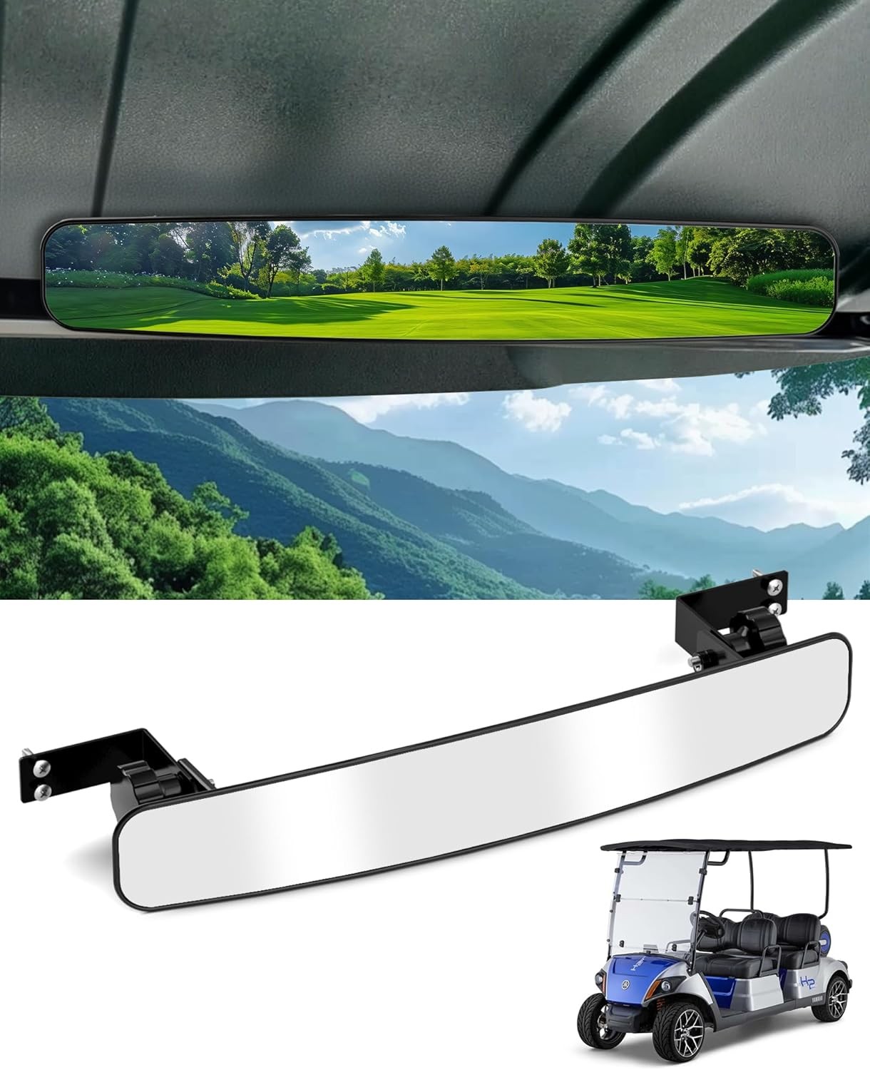 Golf Cart Rear View Mirror for EZGO Club Car Yamaha, Universal Panoramic Adjusta