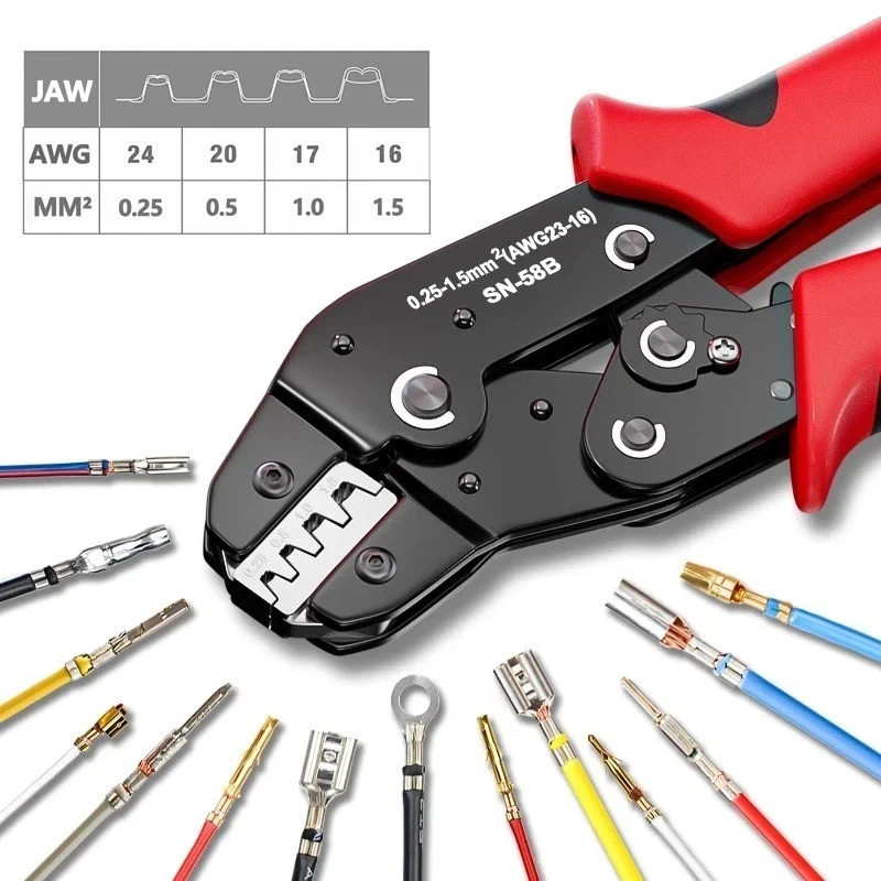 Ratcheting Crimping Tool Set SN-58B – For Dupont, JST, Molex, TE Terminals