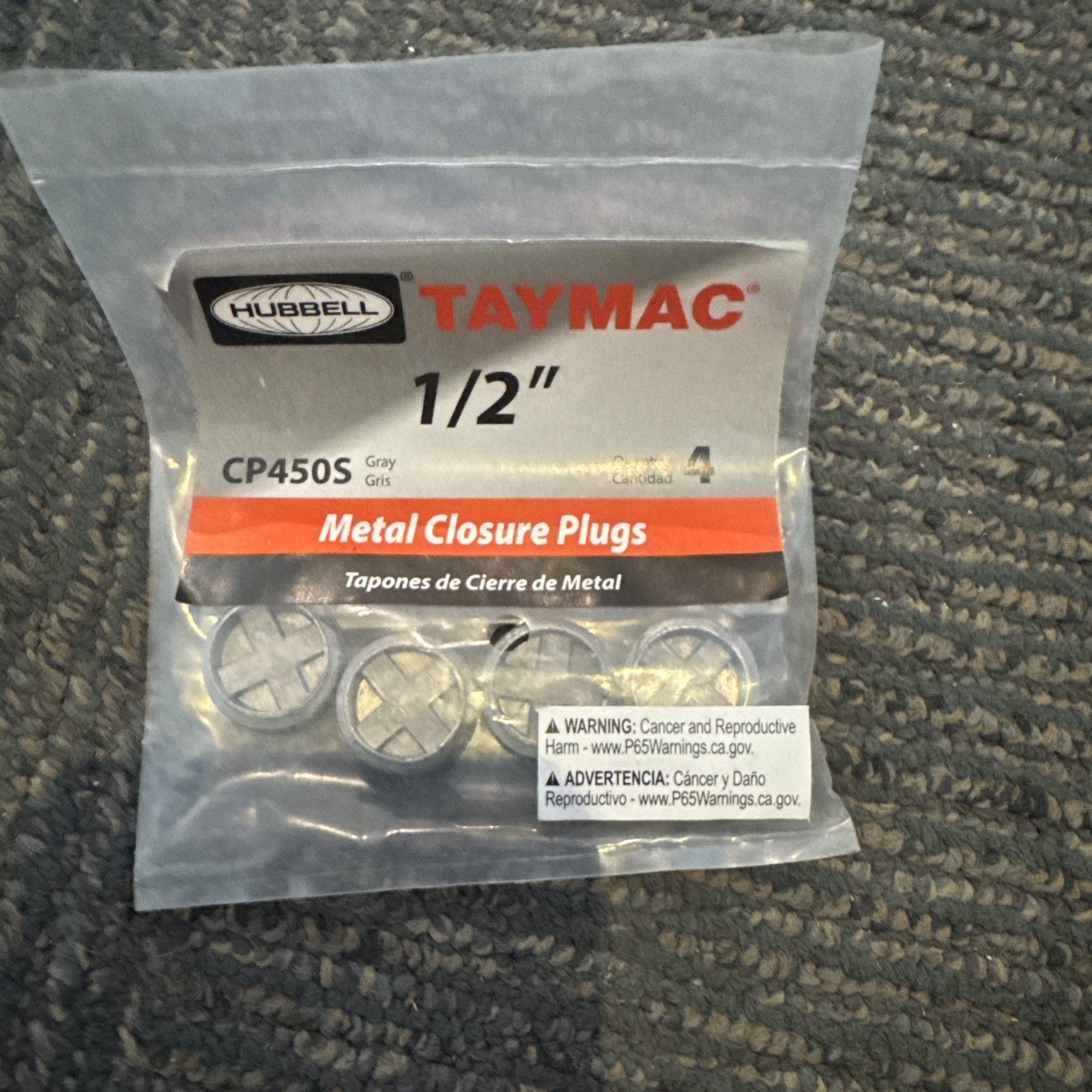 3 pack Metallic Closure Plug Weatherproof Accessories, 1/2-Inch Thread , Grayc0