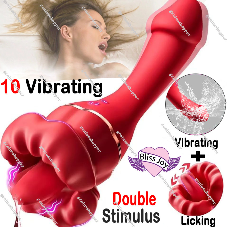 Rose Clit Vibrator Licking Tongue Clit G-spot Dildo Oral Sex Toys for Women New