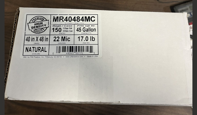 Can Liner, 40x48, 22 mic, 45 gal,