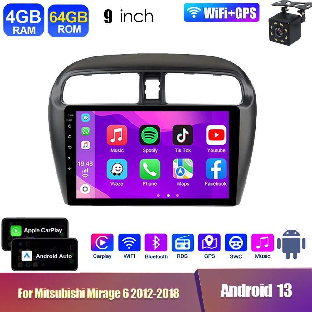 9"4+64 Android 15 Car Stereo Radio for Mitsubishi Mirage 6 2012-2018 GPS NAVI BT