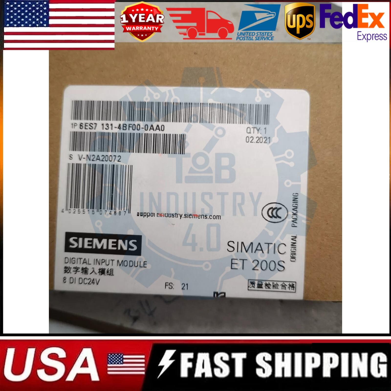 New Siemens Electronics module for ET 200S 6ES7131-4BF00-0AA0 6ES71314BF000AA0
