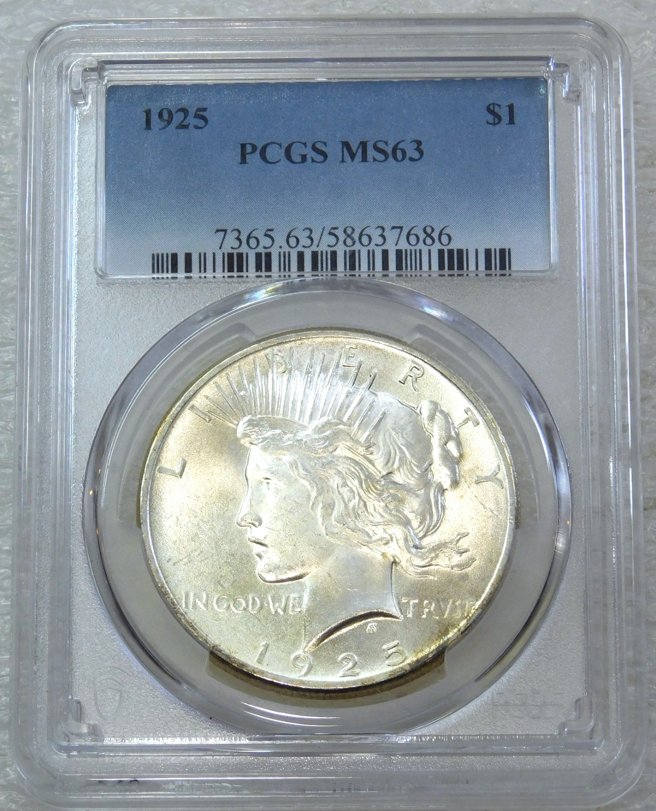 1925 Peace Silver Dollar PCGS MS63 Frosty White Just Graded New Holder #Y330A