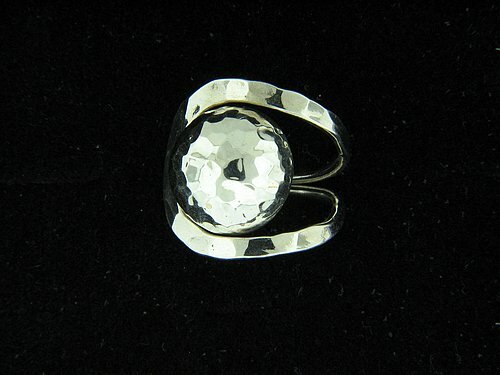 Sterling Silver Hammered Ball Ladie's Ring