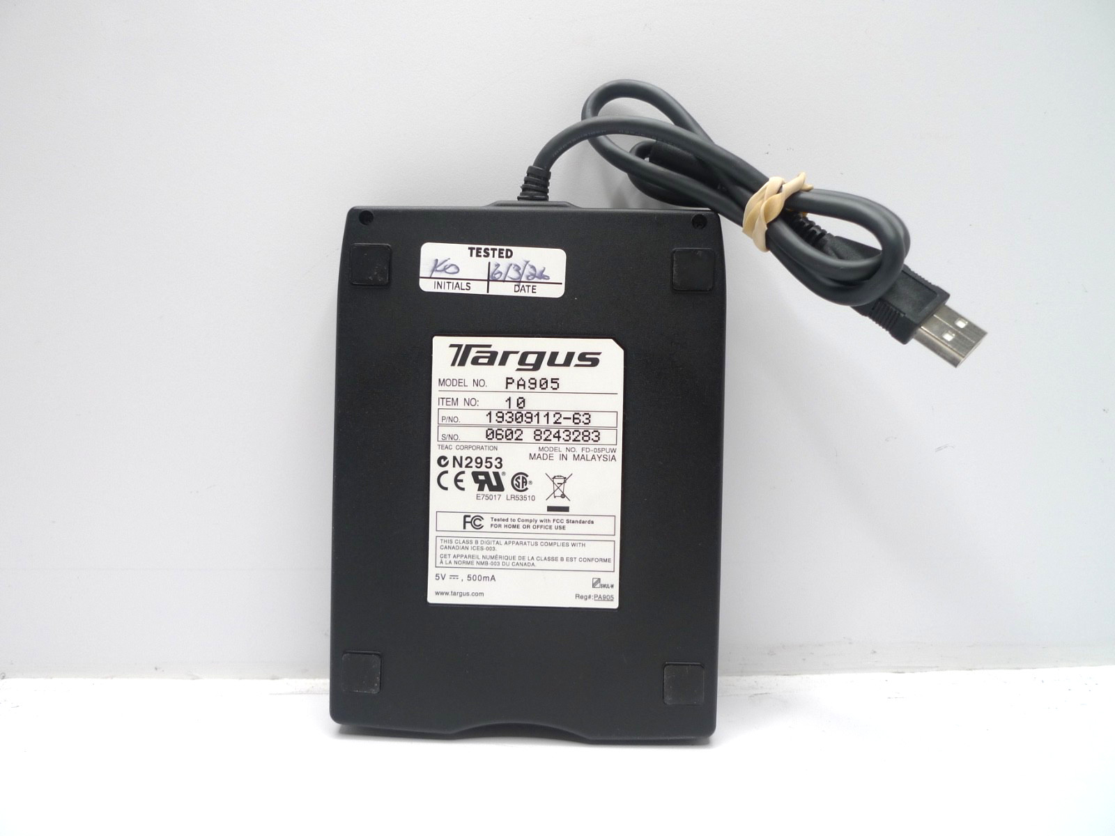 Targus PA905 USB Wired External Floppy Disk Reader/Drive
