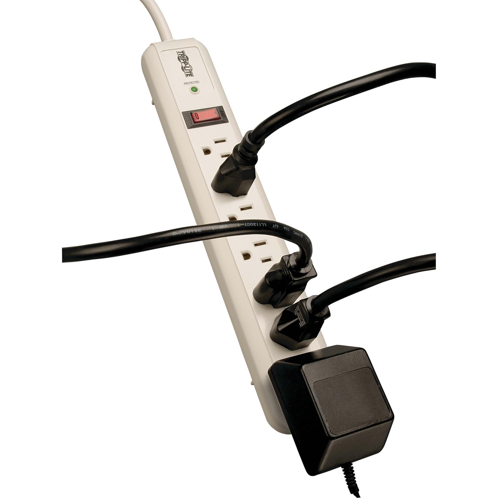 Tripp Lite 7 Outlet (6 Right Angle + 1 Transformer Outlet) Surge Protector Power
