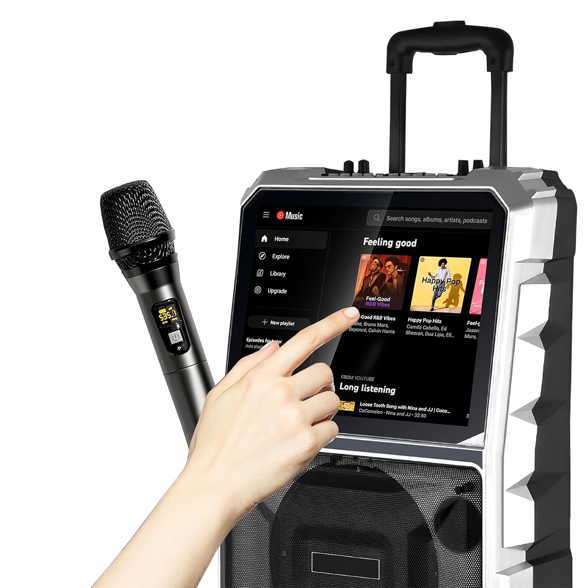 Professional Karaoke Machine BT Speaker w/ Wireless Mic & Lyrics Display Screen