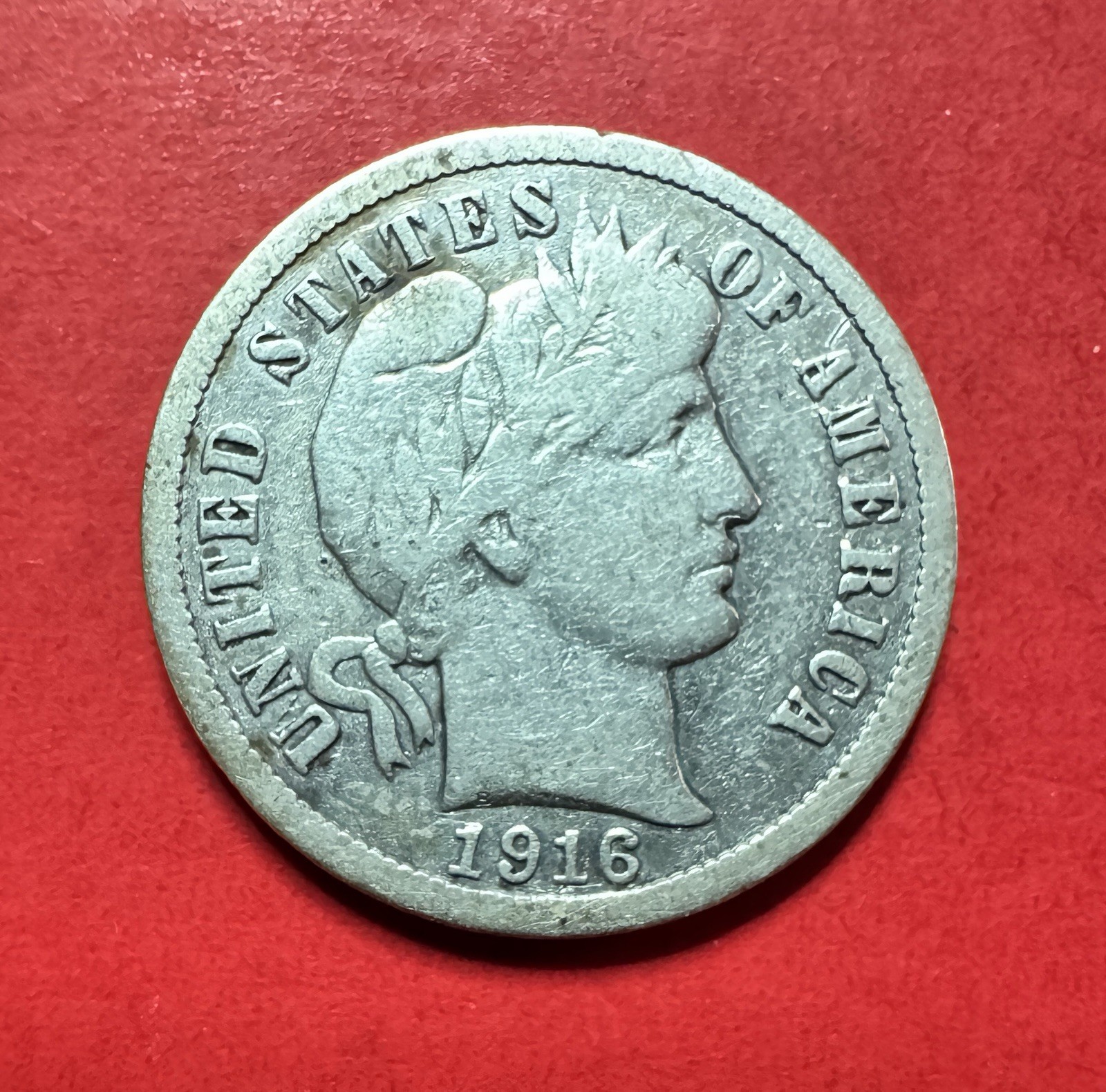 1916-P BARBER DIME 90% SILVER  VF High Grade