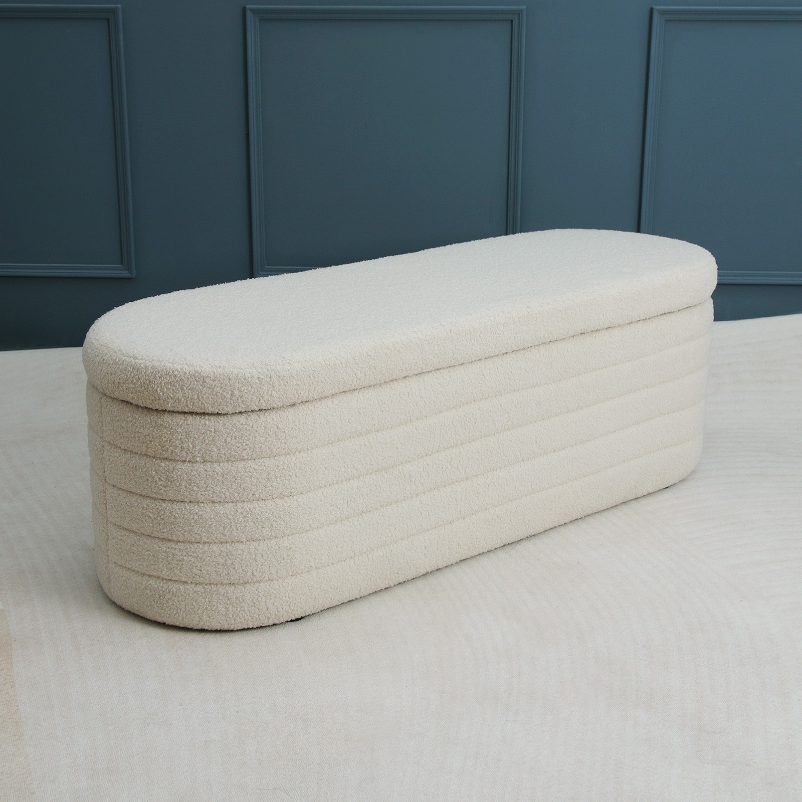 45” Sherpa Storage Ottoman Bench Footrest Footstool Upholstered End of Bed Stool
