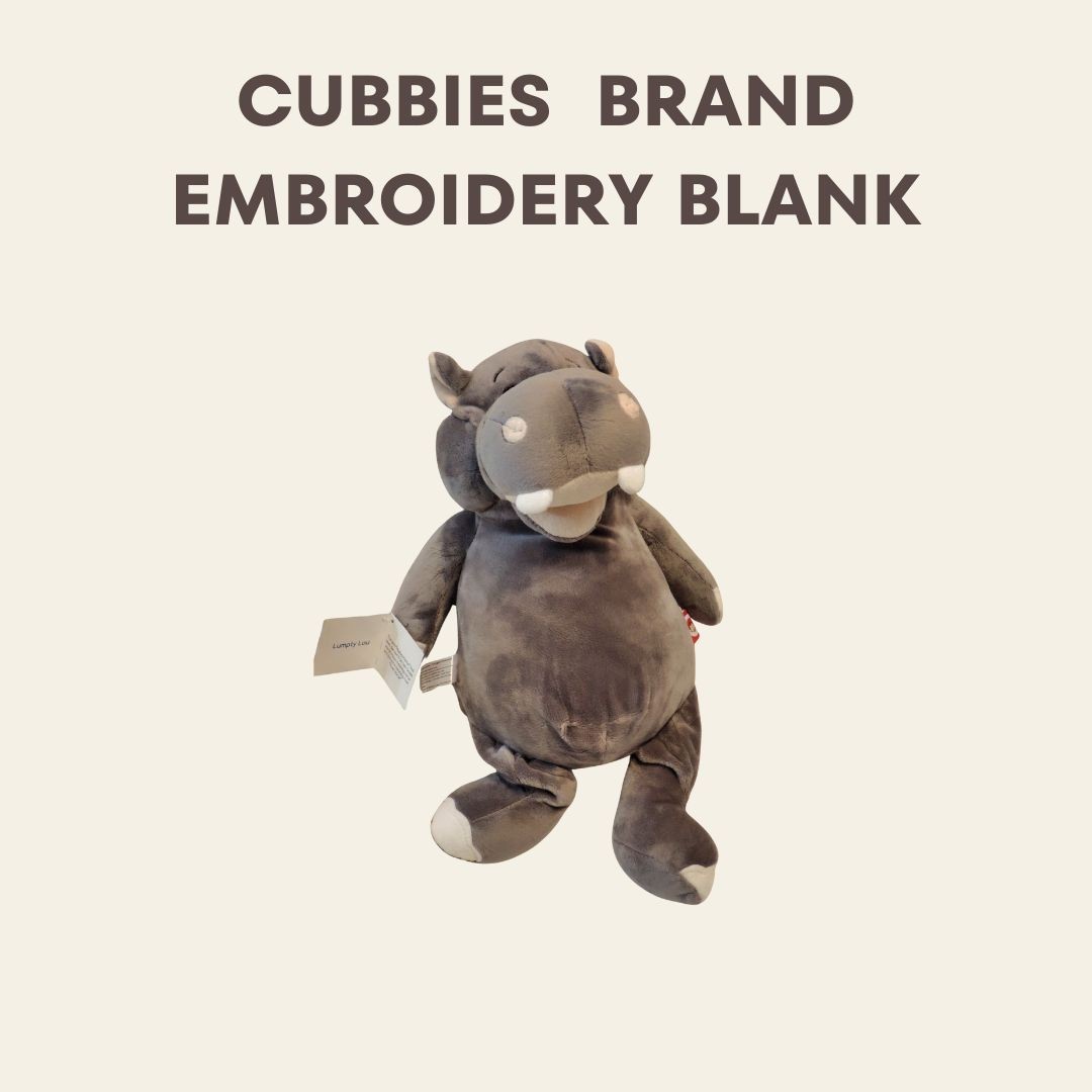 hippopotamus cubbie embroidery blank, , Lumpy Lou, new with tags, RARE