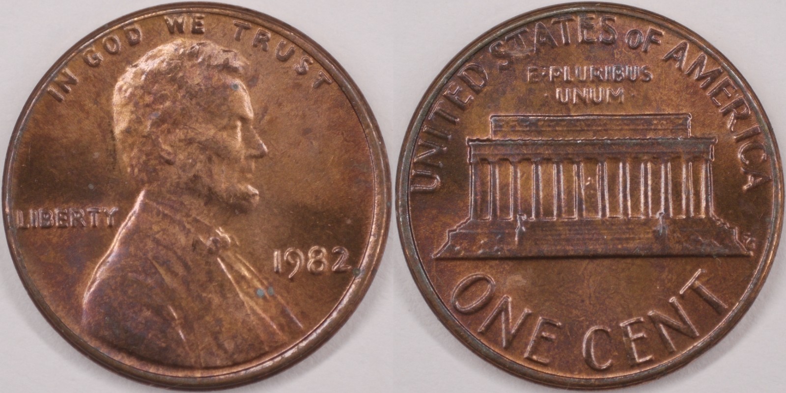 United States 1982 1 Cent [Bronze Large Date] Lincoln Memorial KM#201 Bronze
