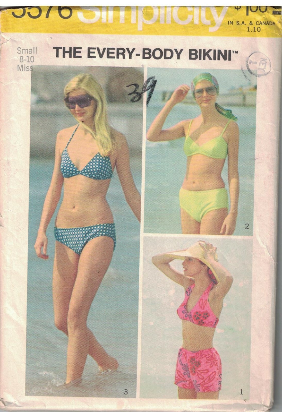 5576 Vintage Simplicity Sewing Pattern Misses Set of Bikinis 1970s Top Bottom