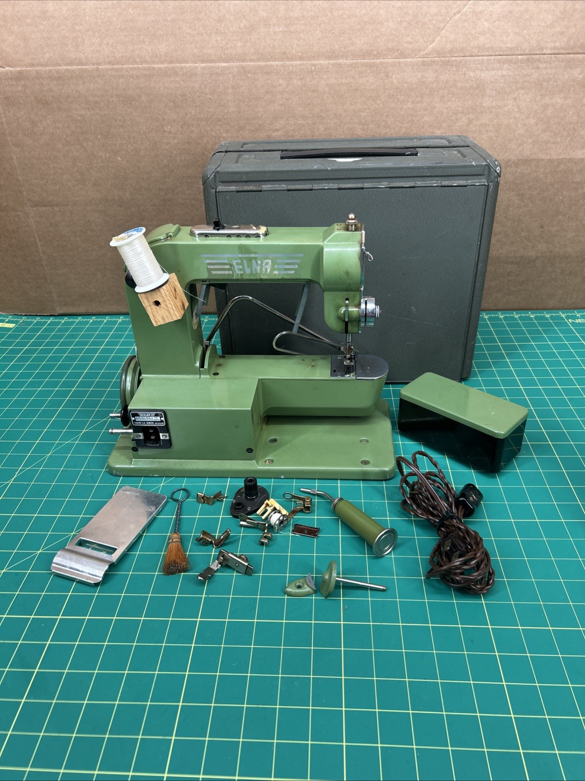 ELNA Grasshopper Sewing Machine, Model# 500970, W55, Portable with Carrying Case
