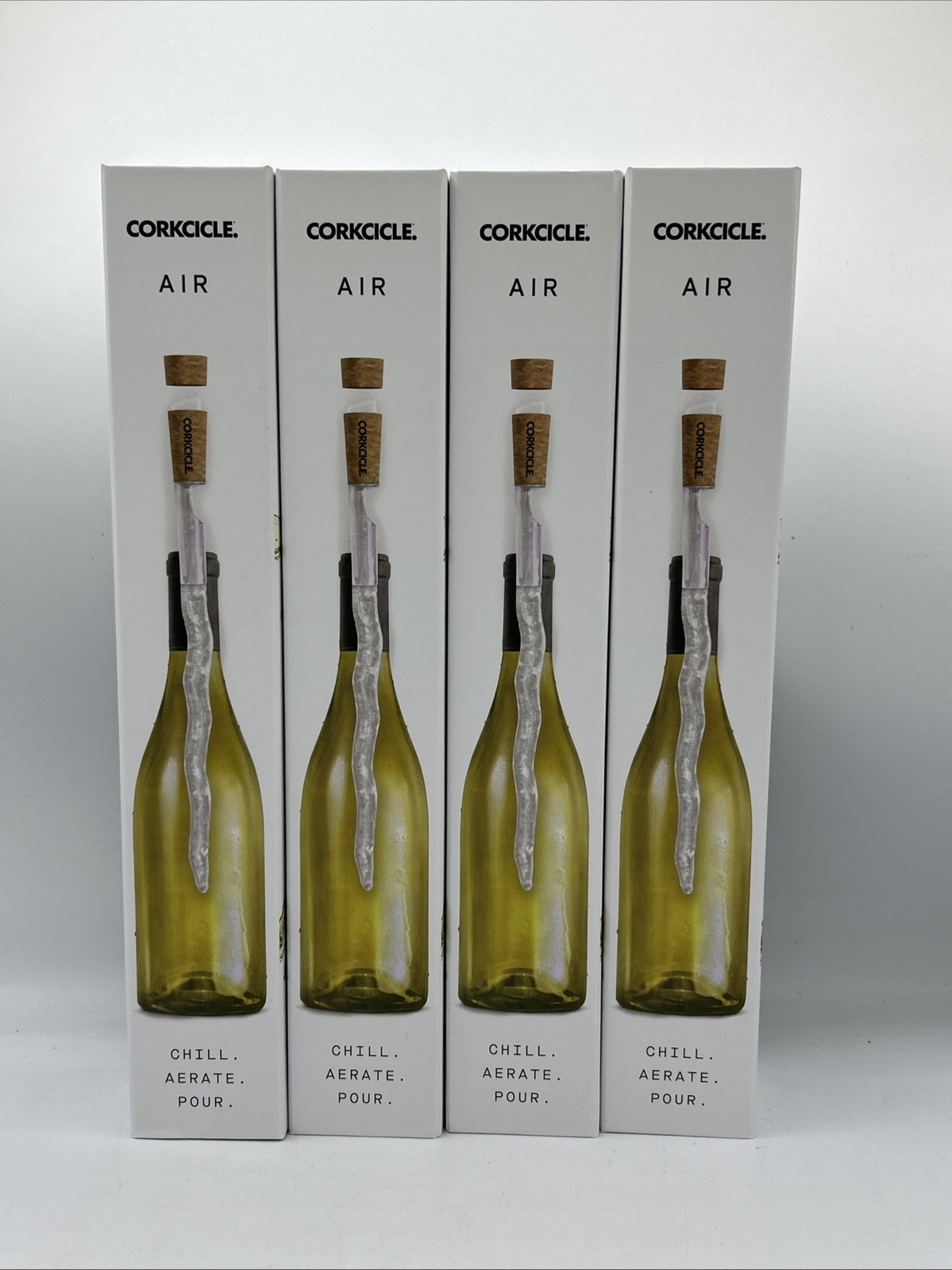 4 X Corkcicle Air Wine Bottle Chiller Barware Alcohol Aerate Reusable Champagne