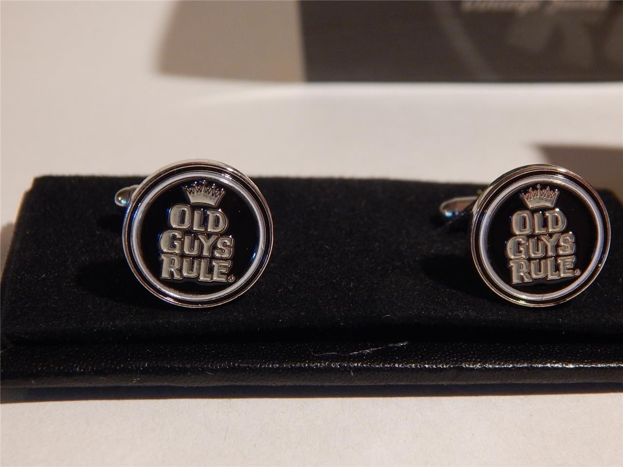 Old Guys Rule cufflinks. Set of two stainless steel. Dress shirt cufflinks