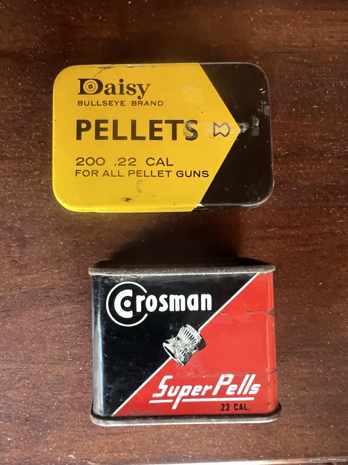2 Vintage PELLET GUN Tins - DAISY & CROSSMAN ( Daisy still has pellets)