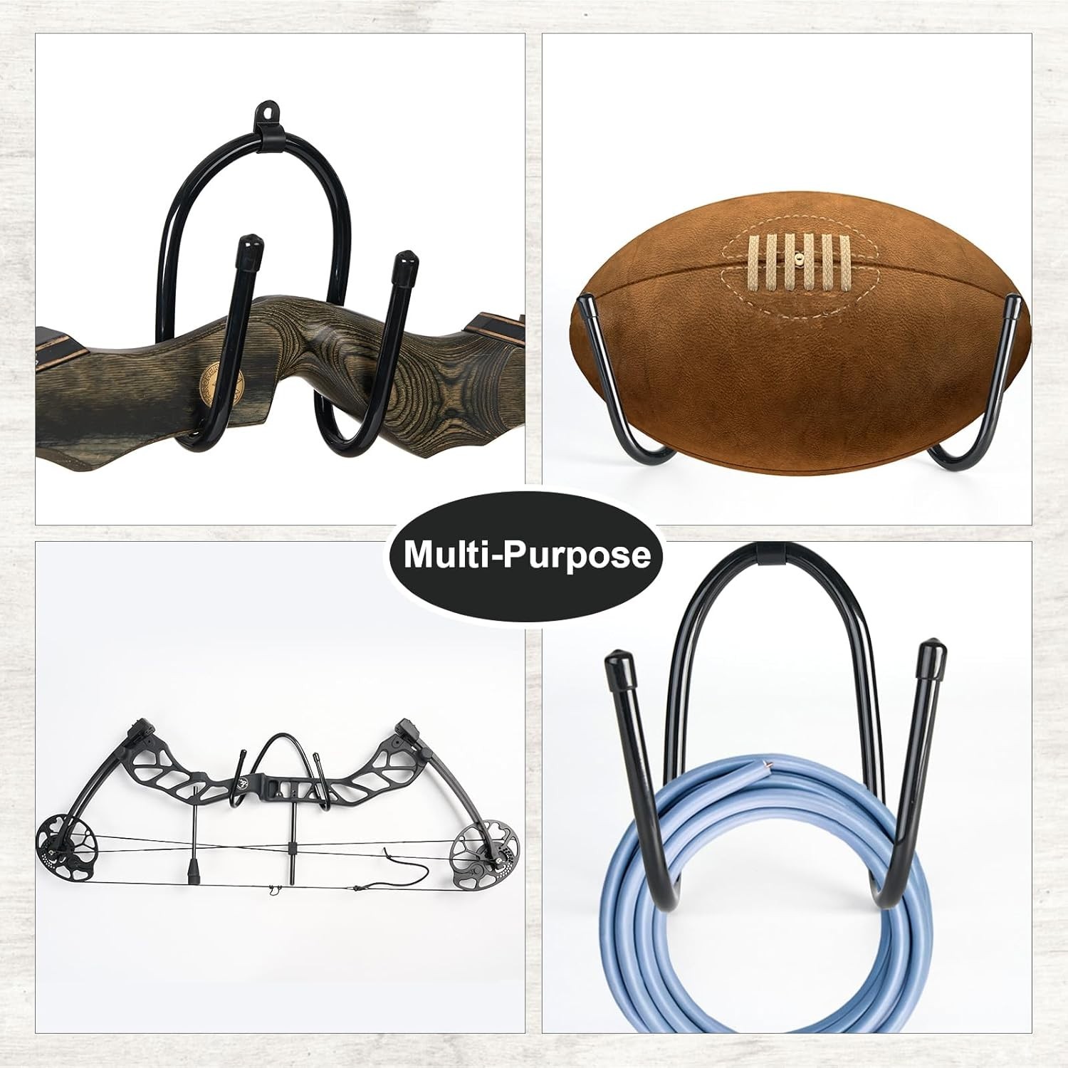 Multi-Purpose Adjustable Bow Hanger Wall Rack - Protects & Displays Bows