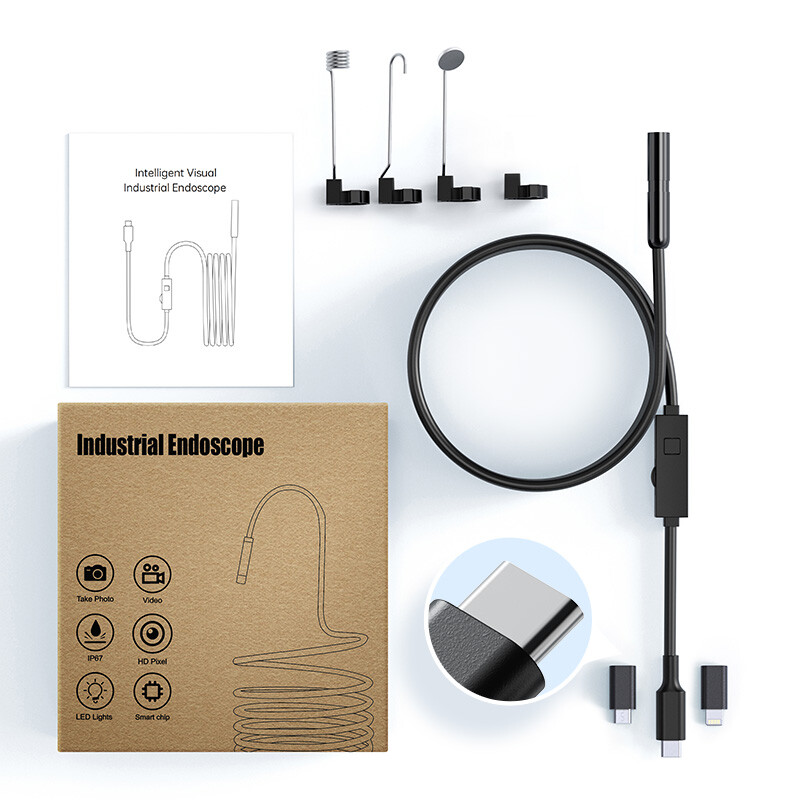 1M/2M/3/5M 8LED Endoscope Borescope 8mm Inspection Camera Scope for iPhone iOS