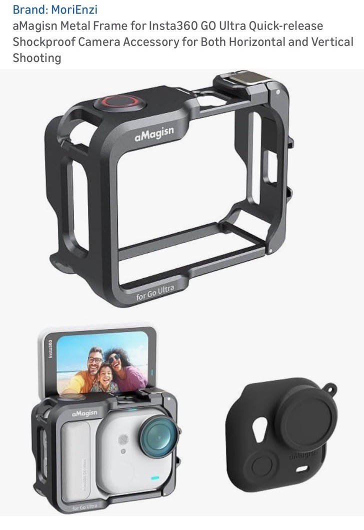 Aluminum Frame Cage with Lens Cover for Insta360 GO Ultra Protective Housing