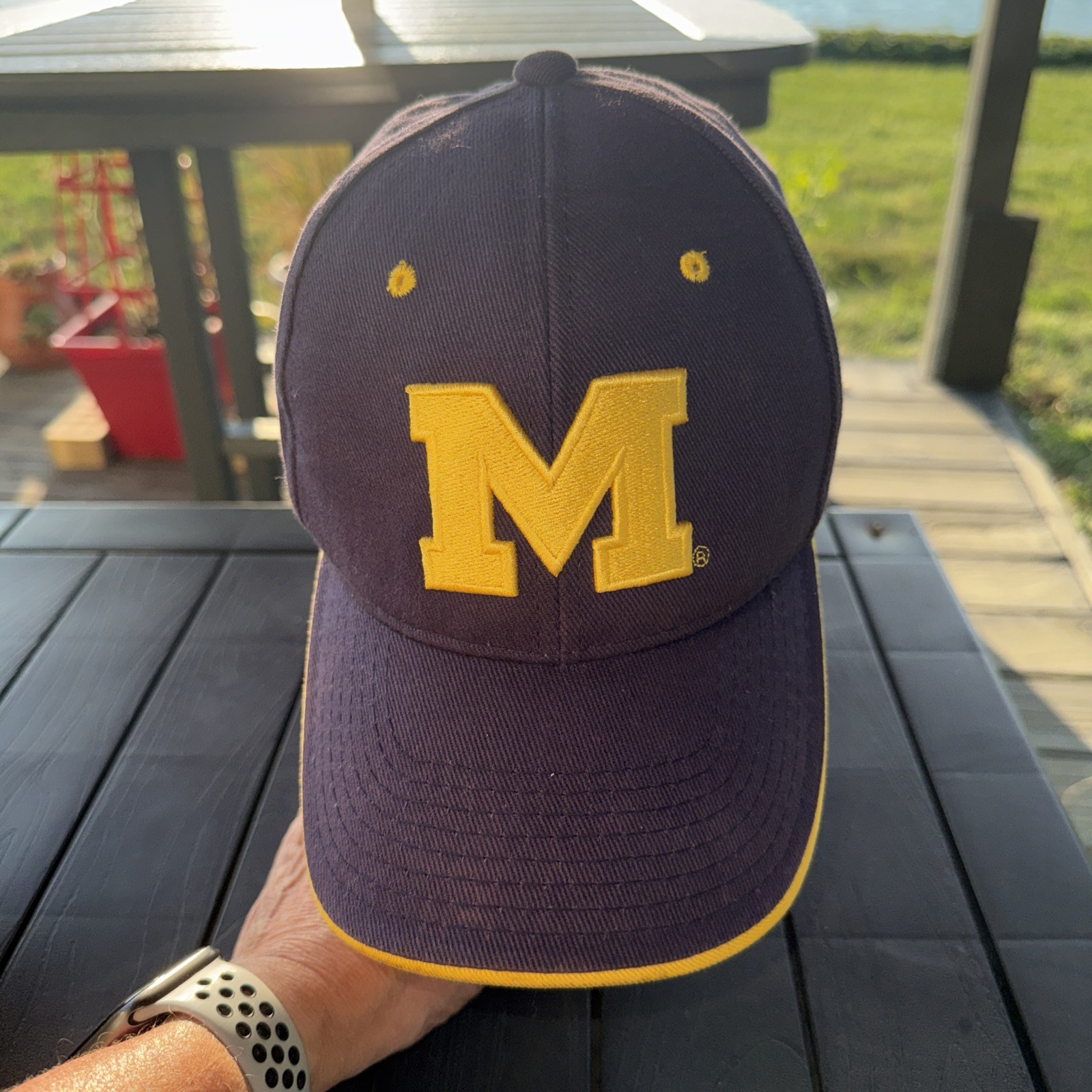 Michigan Wolverines Yellow M on Navy Hat Cap Strap Buckle Signature Brand Cotton