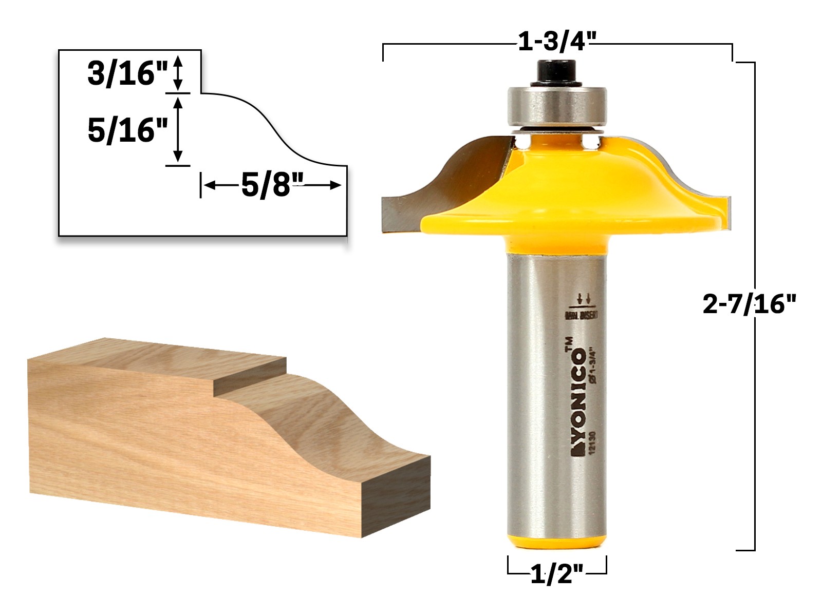 Raised Panel Router Bit - Yonico 12130