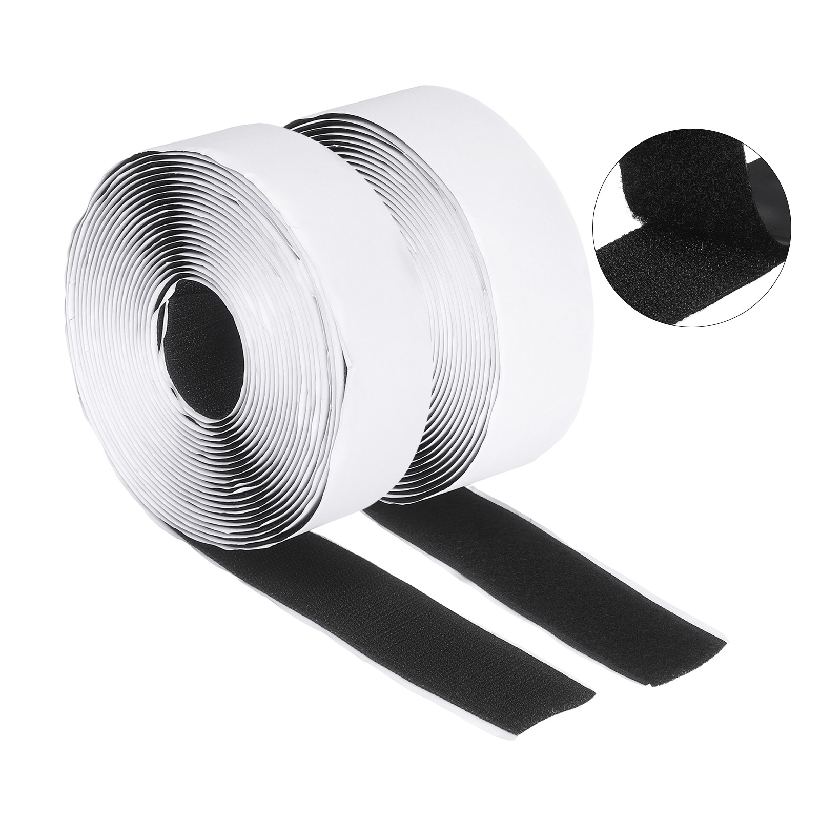 Hook and Loop Tape with Adhesive, 2"x19.7 ft Strip for Home, Black