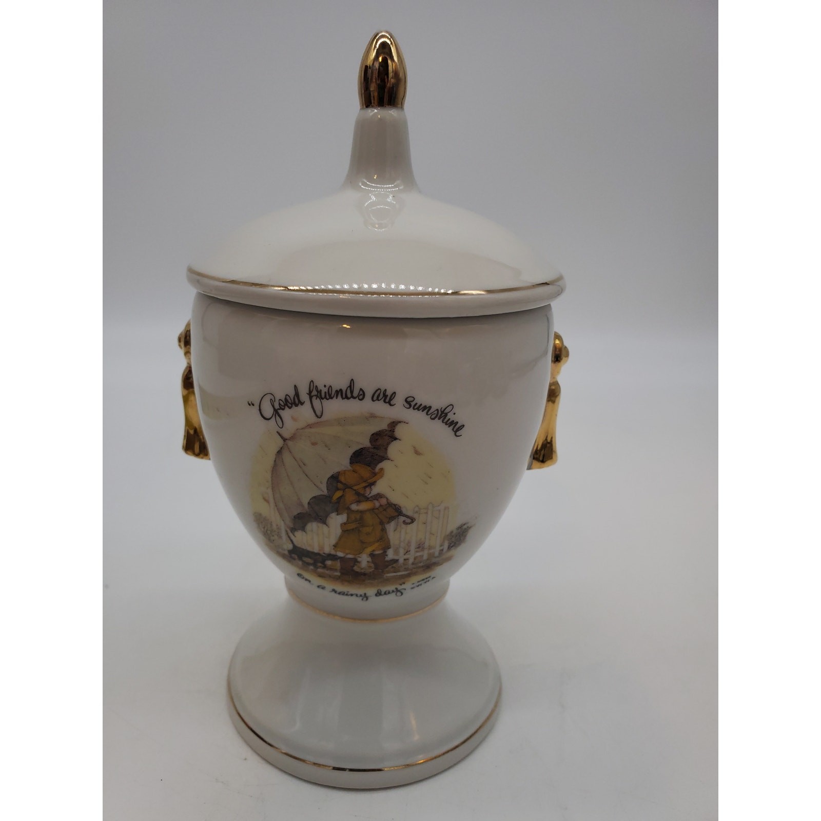 Holly Hobbie Jar with Lid - Good Friends are Sunshine - 6"