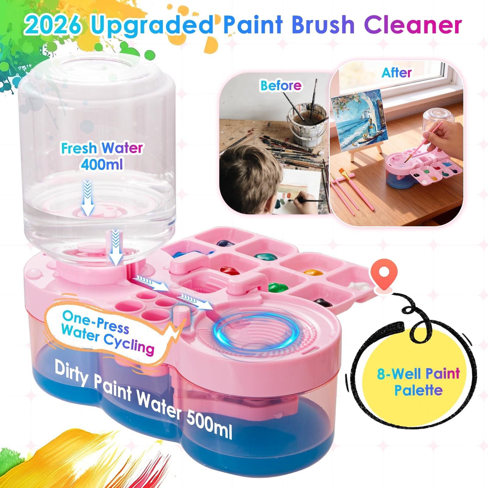 2026 Next-Gen Paint Brush Cleaner Tool [One-Press Cleaning & Leak-Proof] Comp...