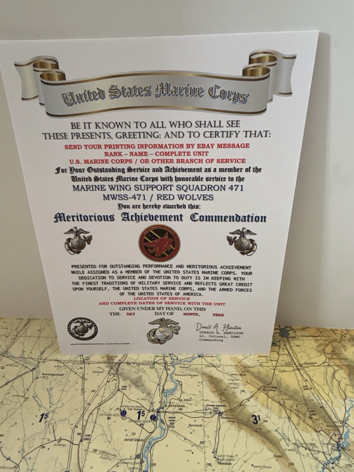 U.S.M.C. / 471ST WING SUPPORT SQUADRON / MERITORIOUS ACHIEVEMENT COMMENDATION