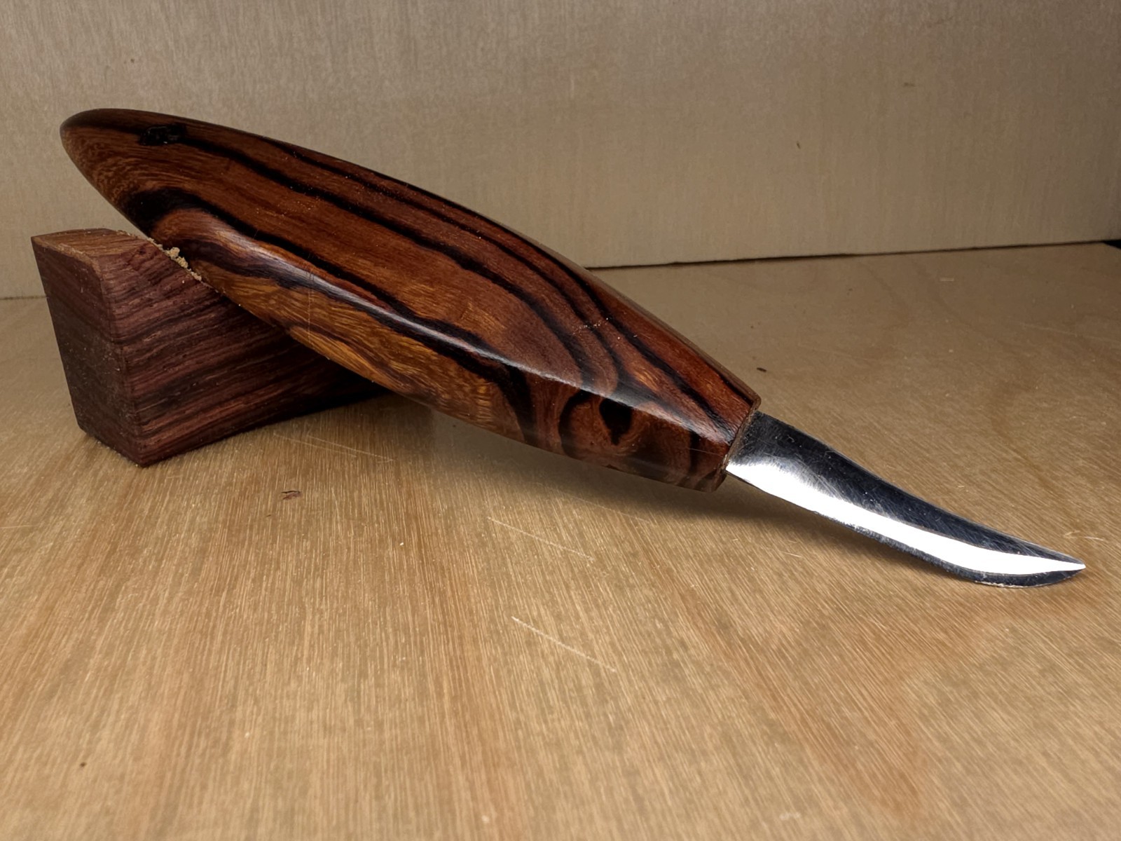 Beautiful Desert Ironwood Handle Wood Carving Knife 1.5" Upsweep Whittling
