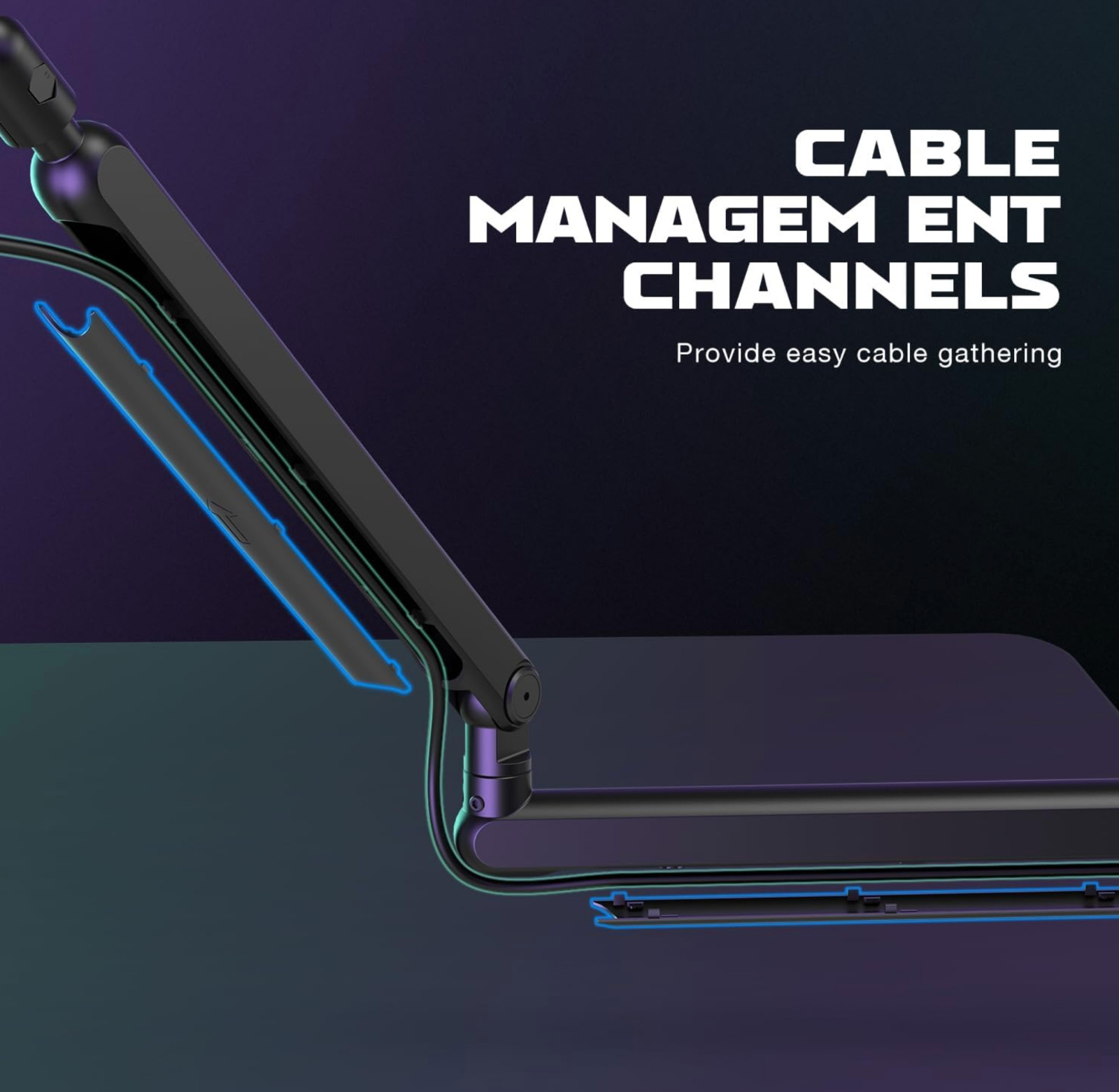 Microphone Boom Arm, Low Profile Mic Arm with Cable Management Channels