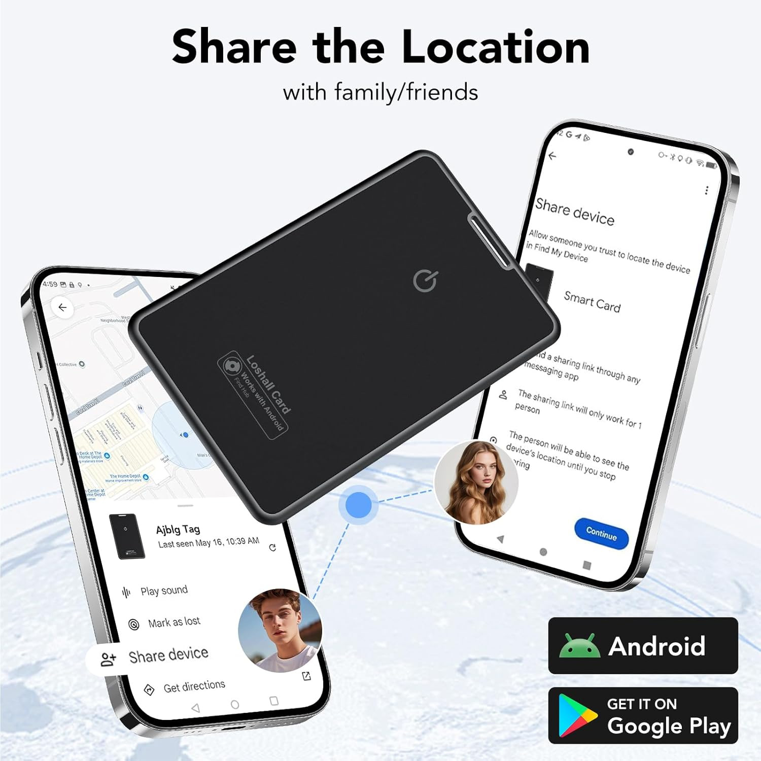 2 Pack Wallet Tracker Card for Android Bluetooth Tracker Work with Google Find H