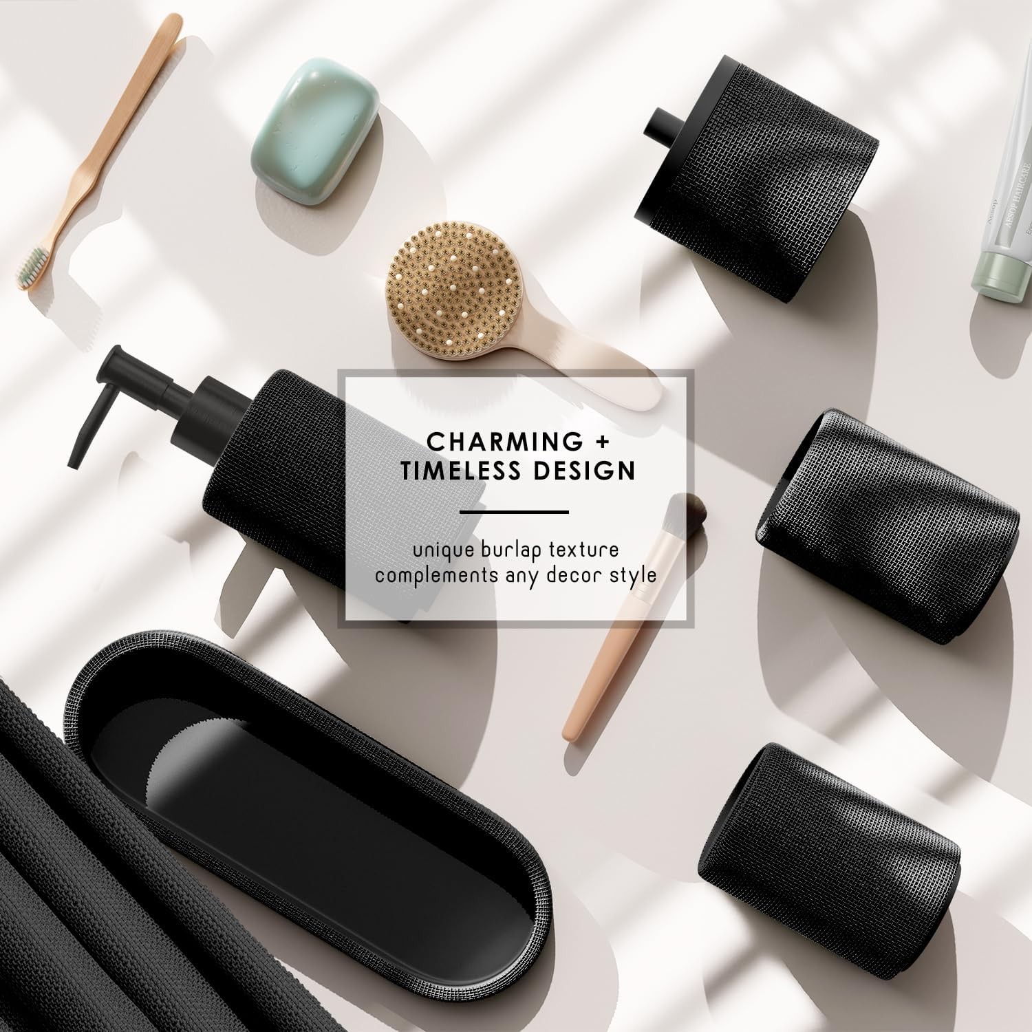 Bathroom Set - Black Bathroom Accessories Set, 19PC Bathroom Accessory Set