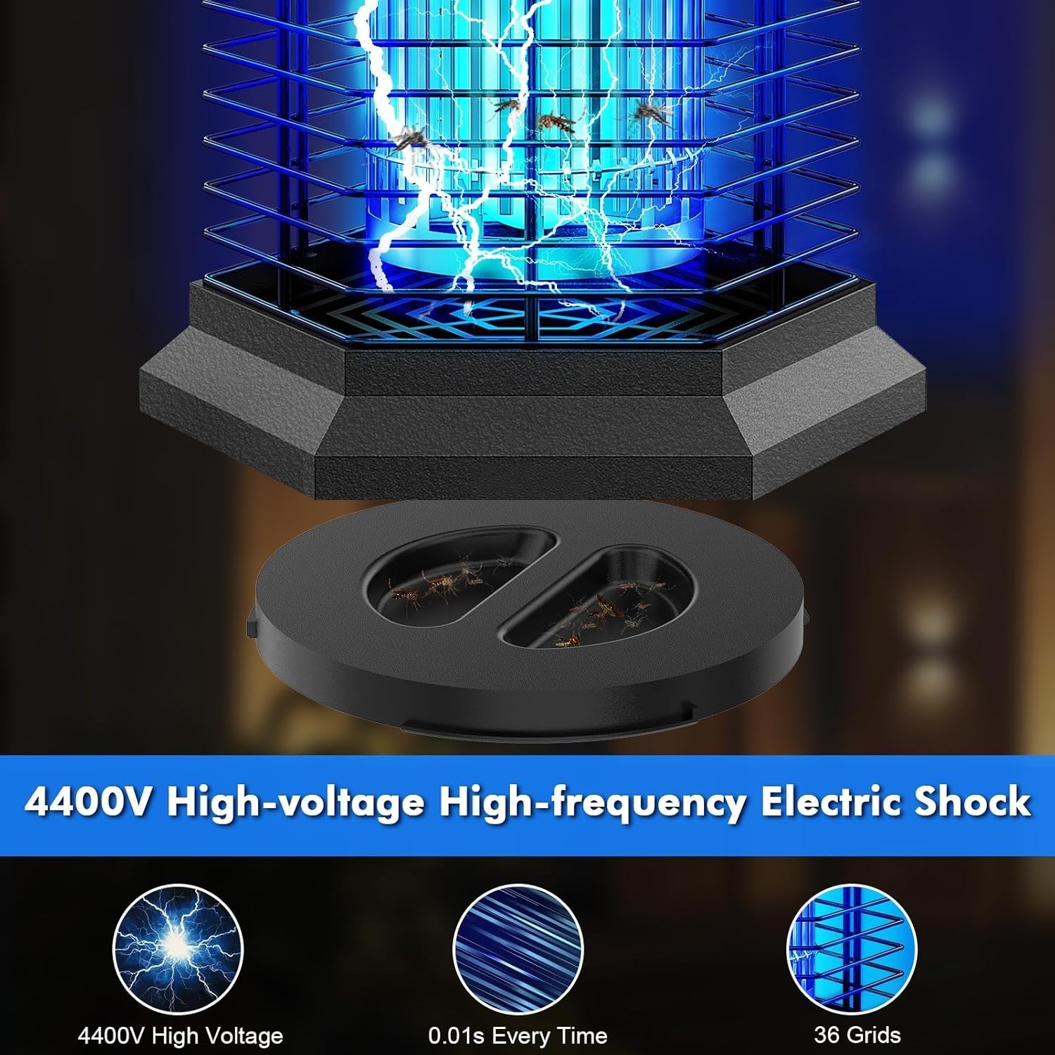 Jawlark Bug Zapper 4400V Waterproof Plug In Patio Kitchen