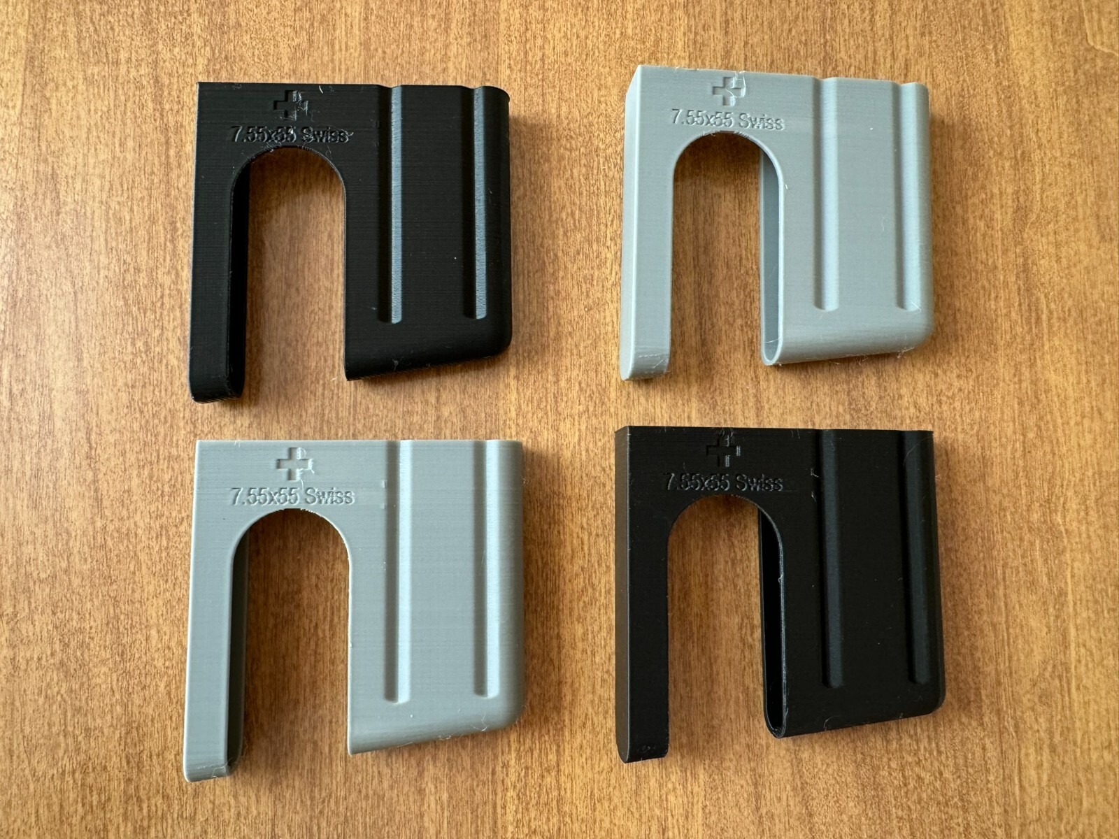 K31 Charger / Stripper Clip for 7.55x55 Swiss - Pack of Four (Black/Grey)
