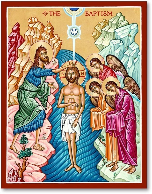 THE BAPTISM Jesus & John the Baptist ICON 11"X14" GLOSSY POSTER PRINT