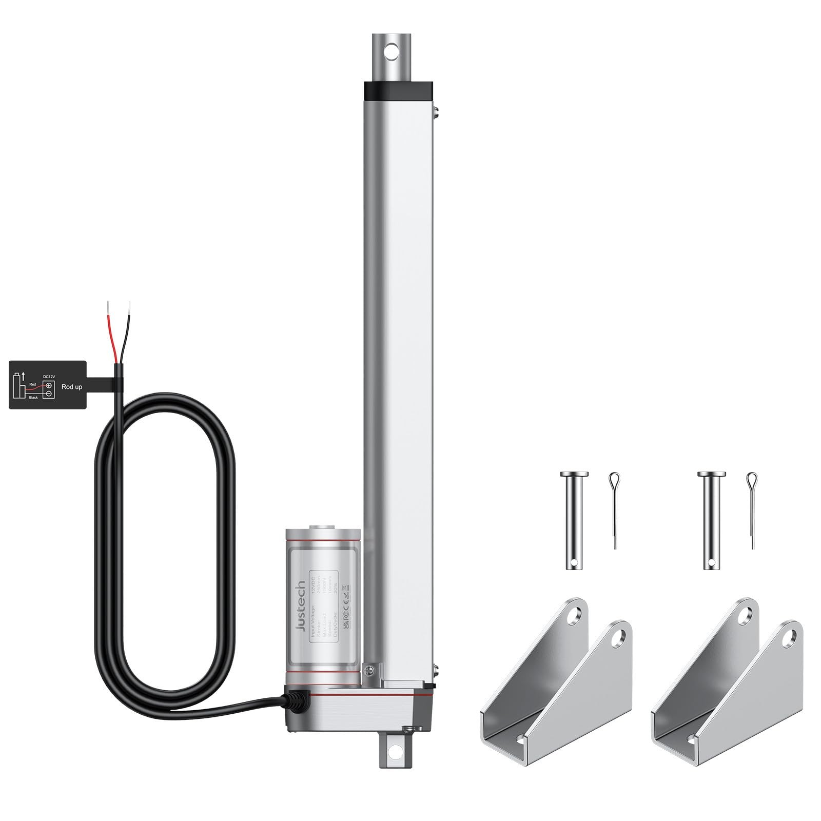 Justech 12V Heavy-Duty Linear Actuator 330LBS/1500N-10inch/250mm 1500N 250mm